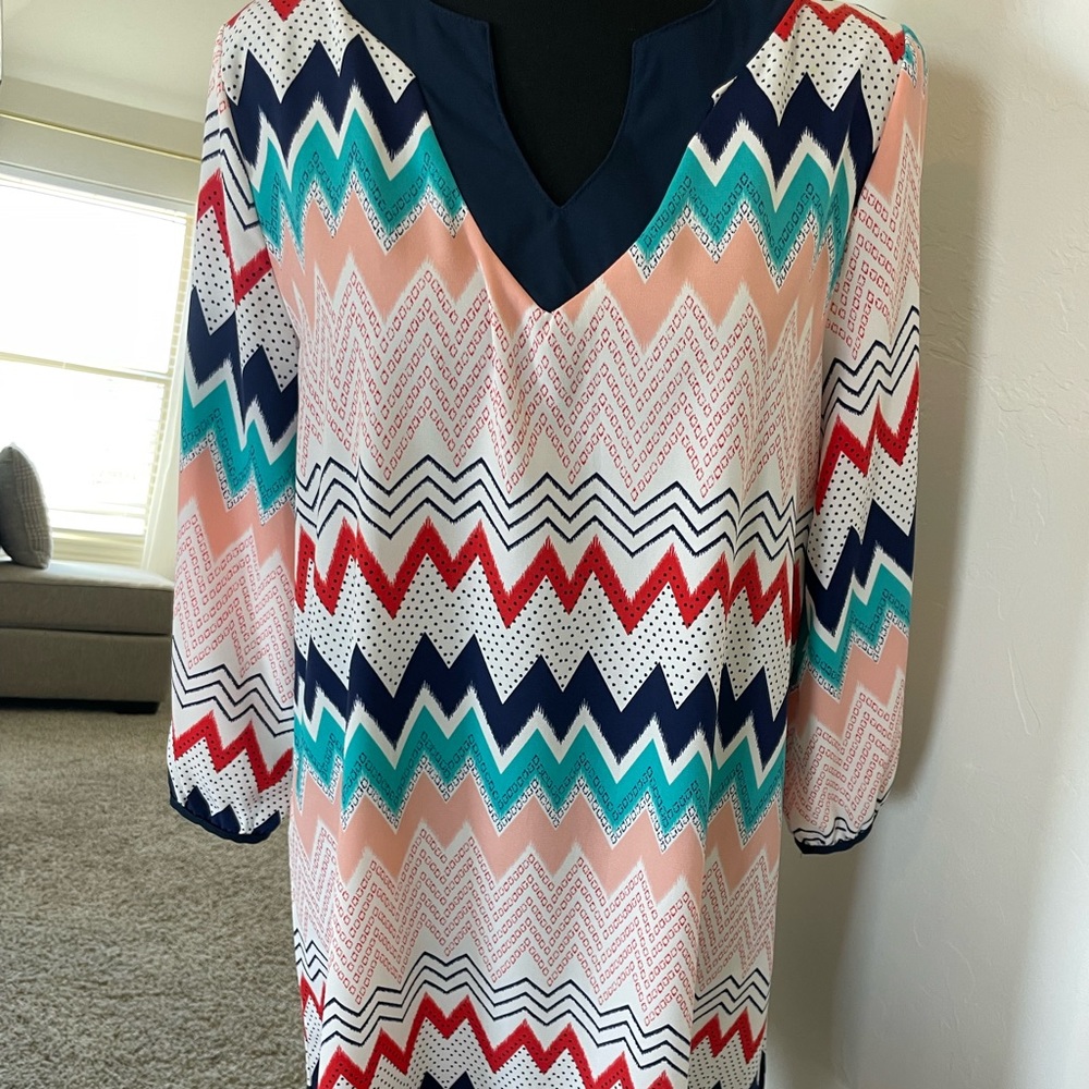 colorful chevron dress- size large